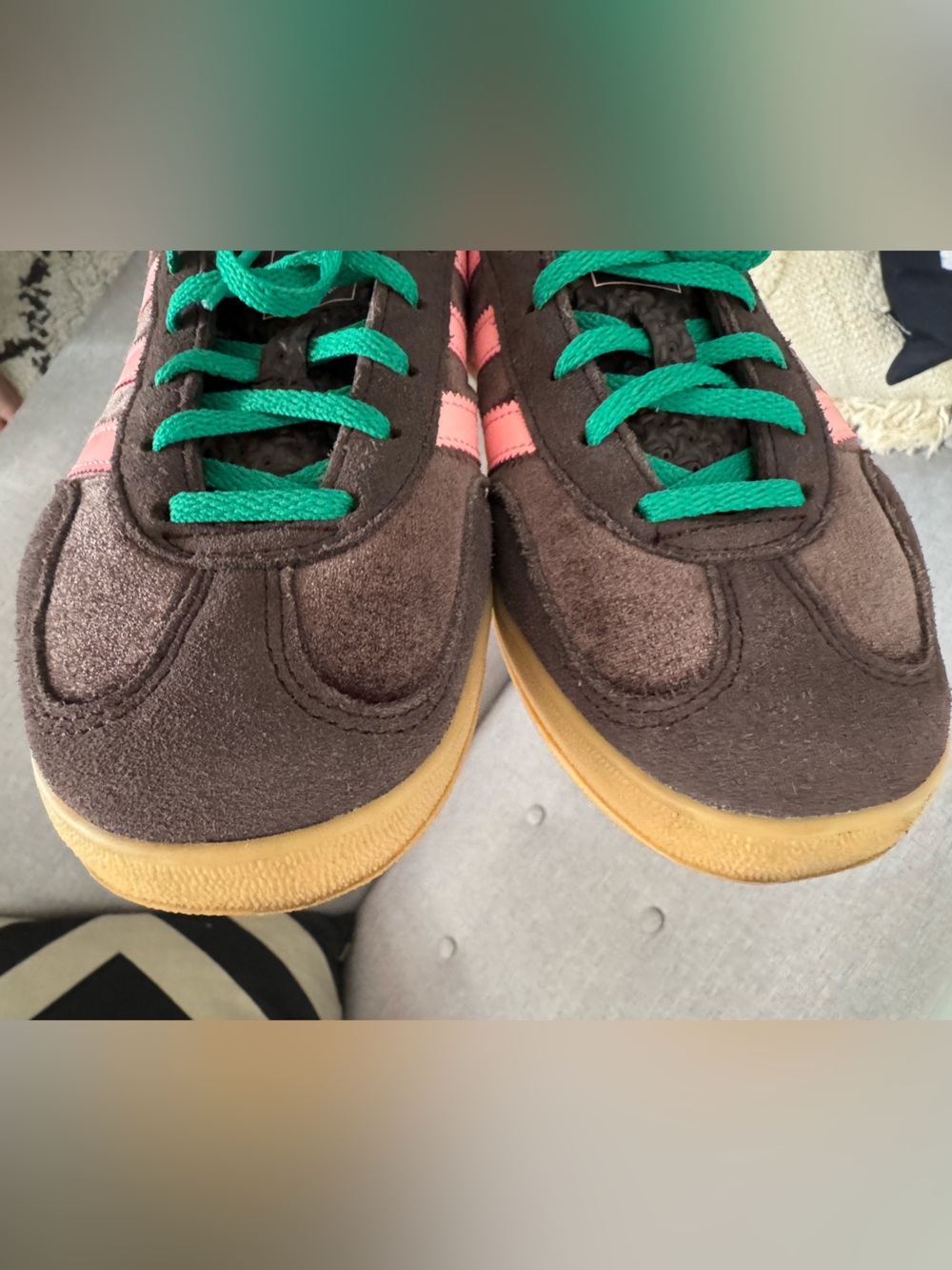 Adidas Originals Gazelle Indoor
Brown Pink Green Sneakers - Picture 8 of 11